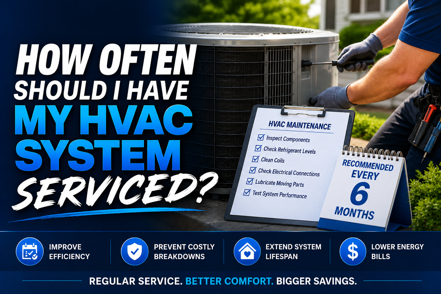 HVAC technician performing a maintenance tune-up on a home air conditioning system in Temecula
