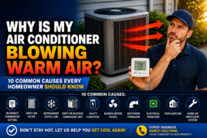 Homeowner feeling warm air coming from an air conditioning vent while troubleshooting an AC that isn't cooling in Temecula