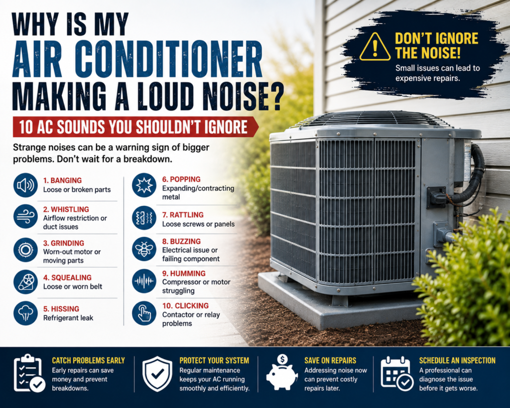 Homeowner listening to a loud outdoor air conditioner condenser unit in a Temecula backyard