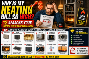 Homeowner reviewing a high winter heating bill next to a thermostat in a Temecula home
