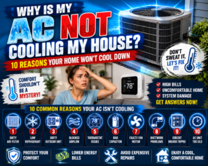 Homeowner adjusting a thermostat in a warm Temecula home while the AC runs but won't cool down