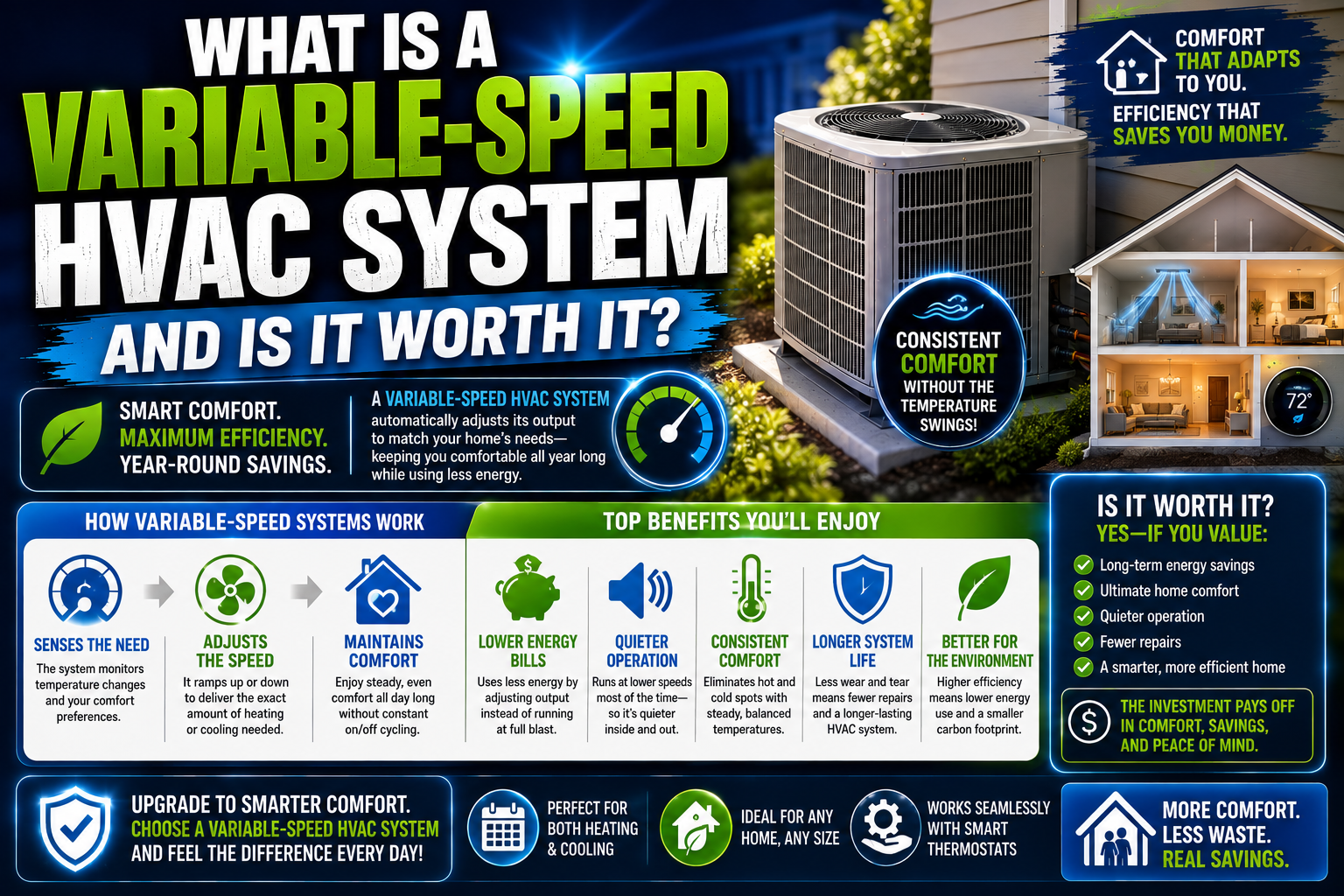 Technician installing a high-efficiency variable-speed HVAC system in a Temecula Valley home