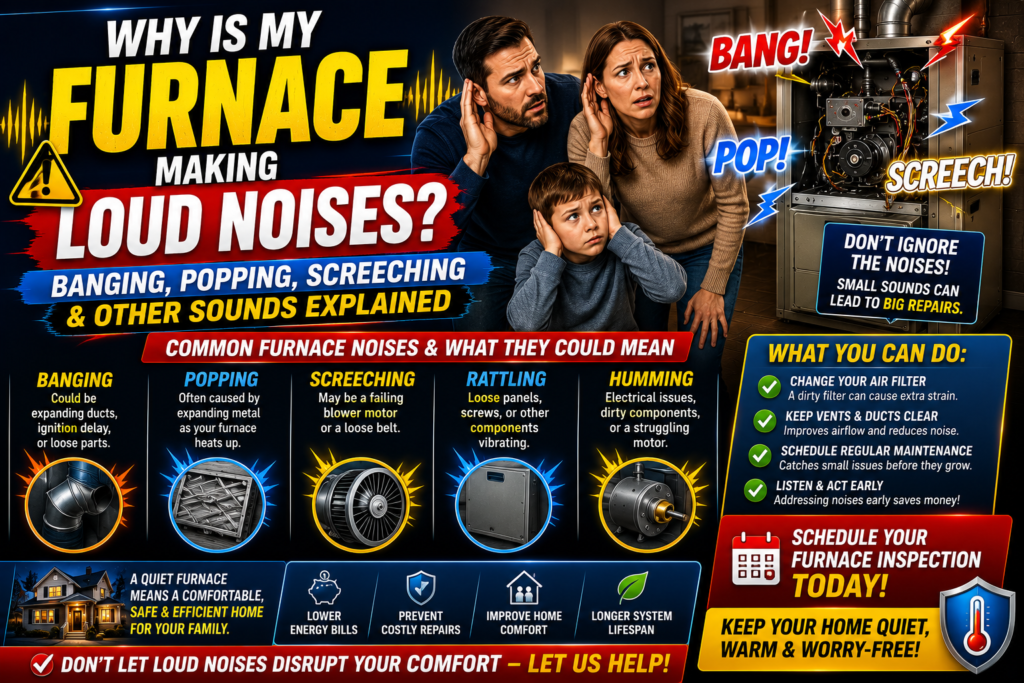 Homeowner listening to a noisy furnace to identify a banging or grinding sound in a Temecula home
