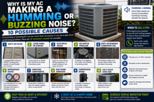 Homeowner listening to a buzzing outdoor air conditioner condenser unit at a Temecula home