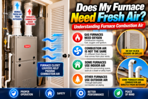 Louvered furnace closet door providing combustion air to a gas furnace in a Temecula Valley home