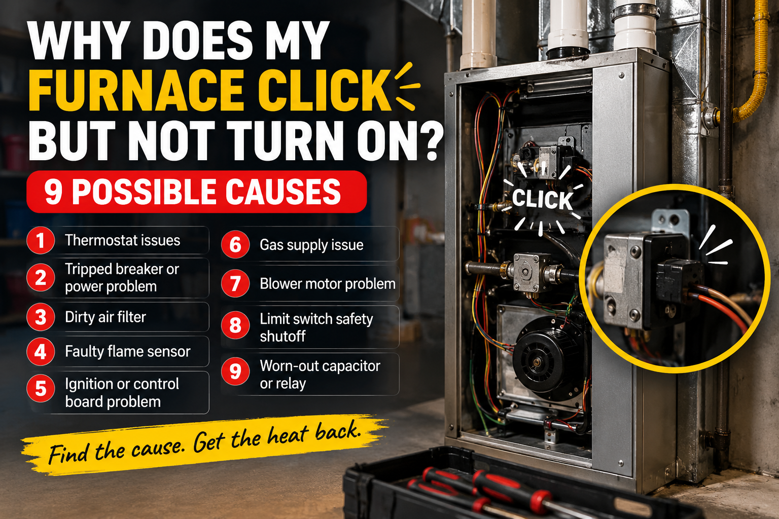 Homeowner listening to a gas furnace clicking during a failed startup in a Temecula Valley home