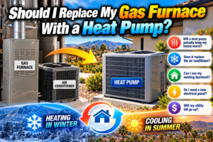 Outdoor heat pump replacing a gas furnace and AC condenser at a Temecula Valley home