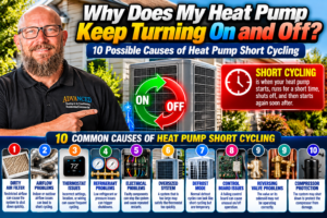 Heat pump outdoor unit cycling on and off outside a Temecula Valley home